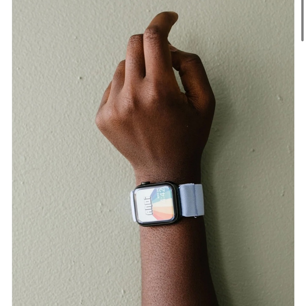 Powder blue elastic Apple Watch band